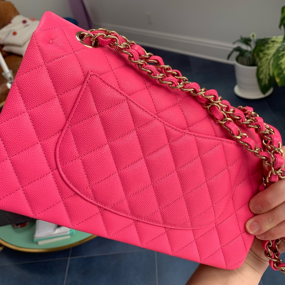 CHANEL Medium Classic Double Flap Bag Pink NK289 Caviar LGHW 22K New /r… - Picture 4 of 15